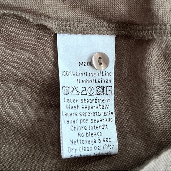 Gerard Darel 100% Linen Mocha Brown Button Down Minimalist Top Size L - Picture 8 of 10